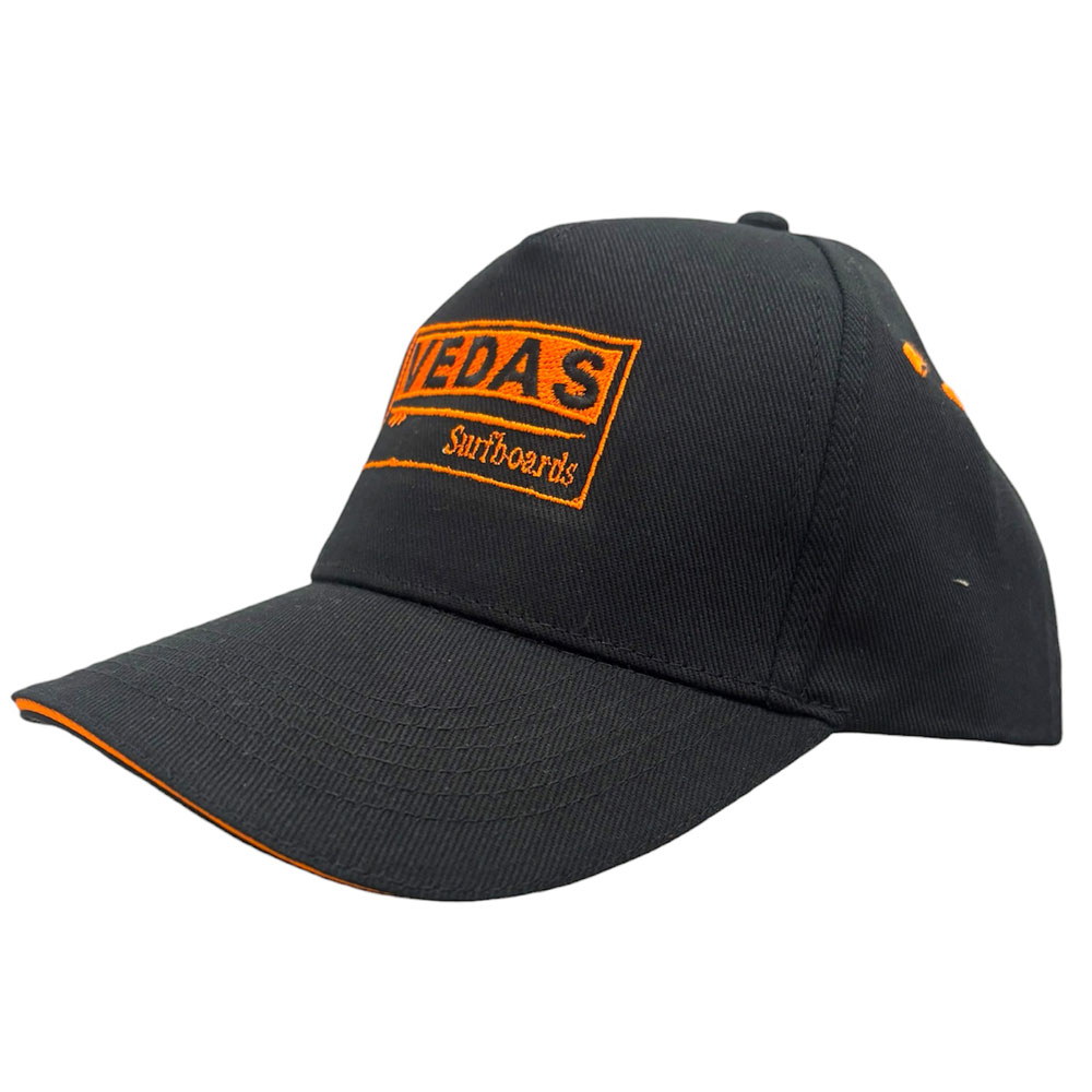 Vedas Surfboard Baseball Cap - Black & Orange