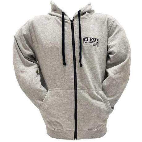 Vedas Surfboards Grey Zip Hoodie - Front