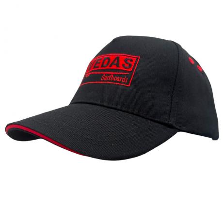Vedas Surfboard Baseball Cap - Black & Red 