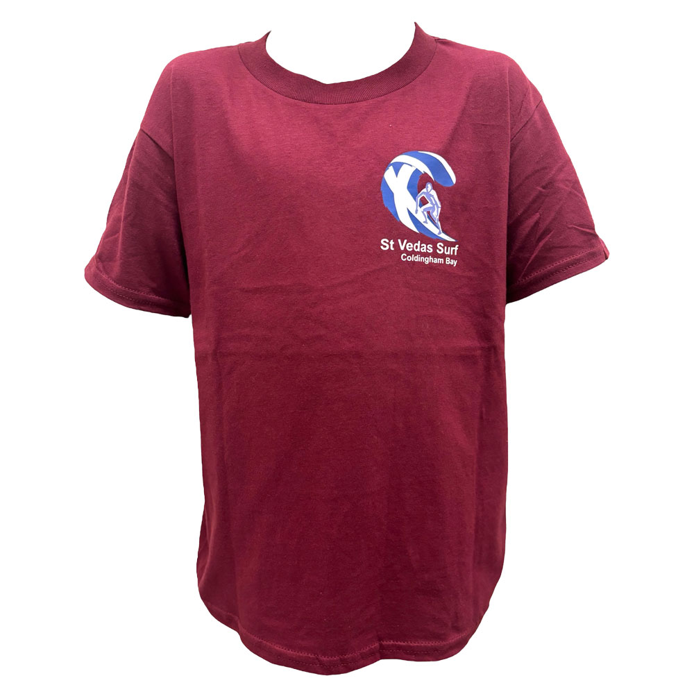 St Vedas Surf Childrens Maroon T-Shirt
