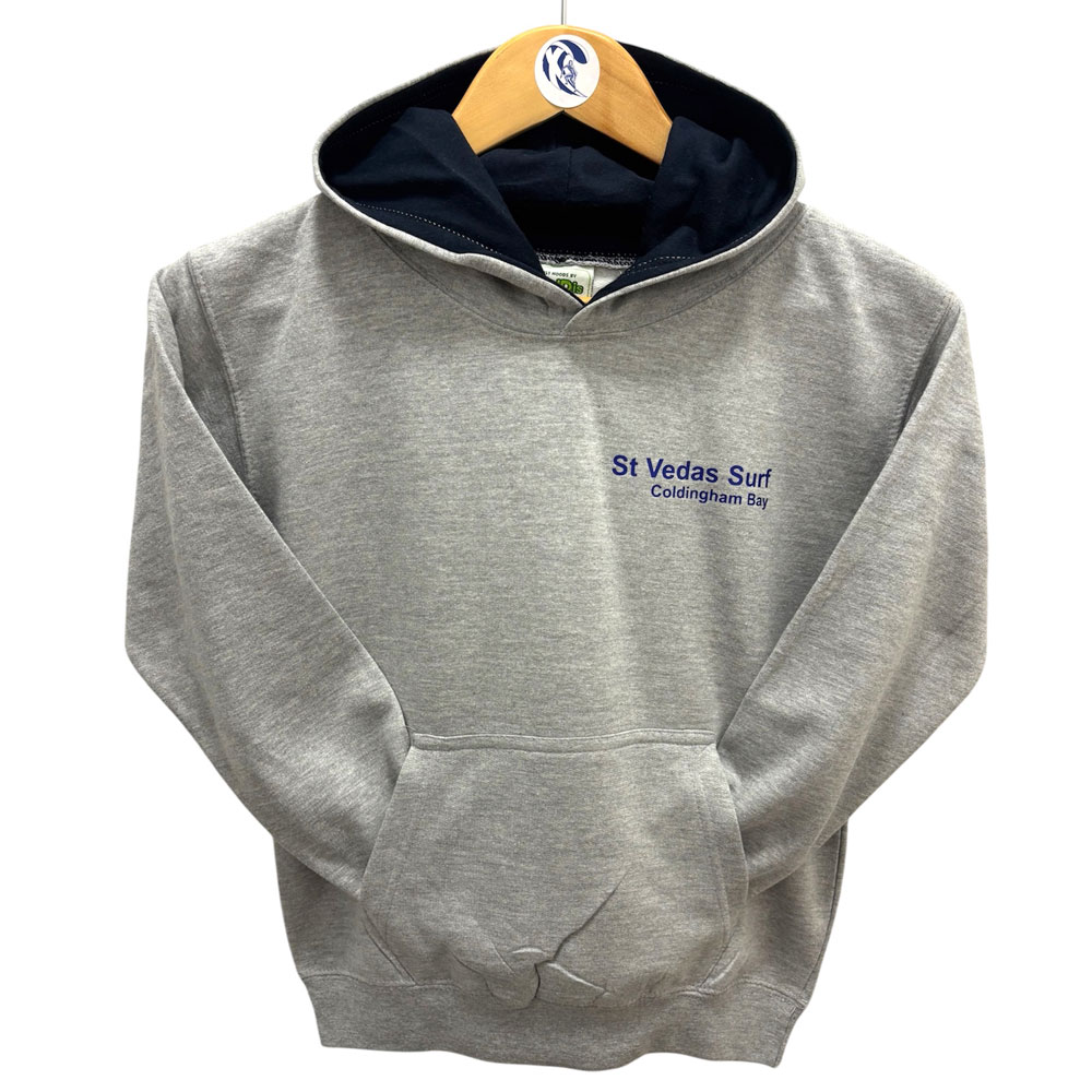 St Vedas Surf Junior Heather Grey Hoodie - Front