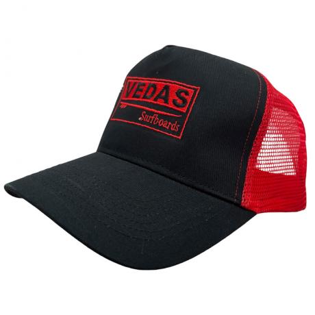 Vedas Surfboard Trucker Cap - Black & Red