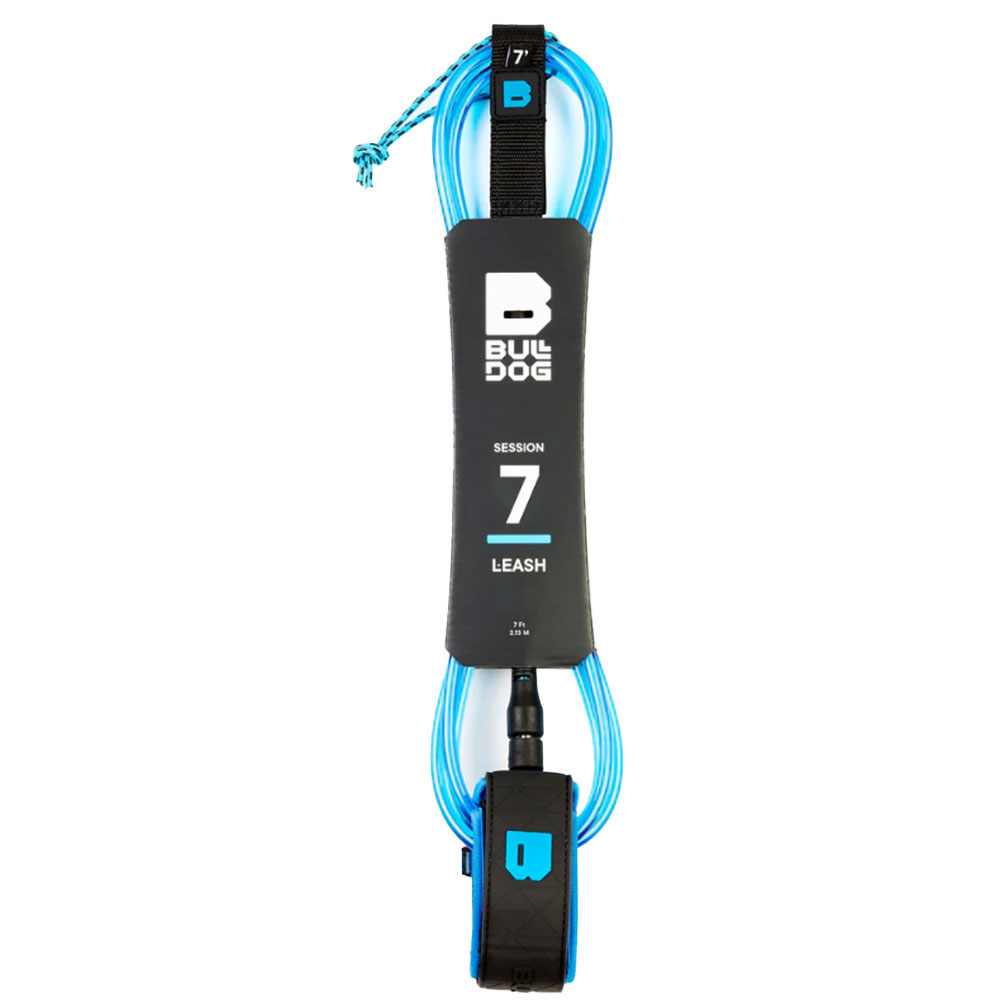 7ft Bulldog Session Surfboard Leash - Black & Cyan