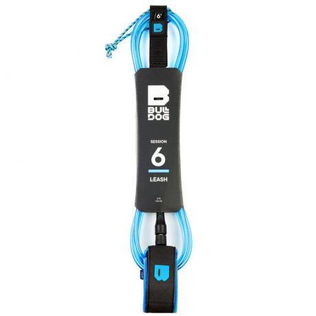 6ft Bulldog Session Surfboard Leash - Black & Cyan