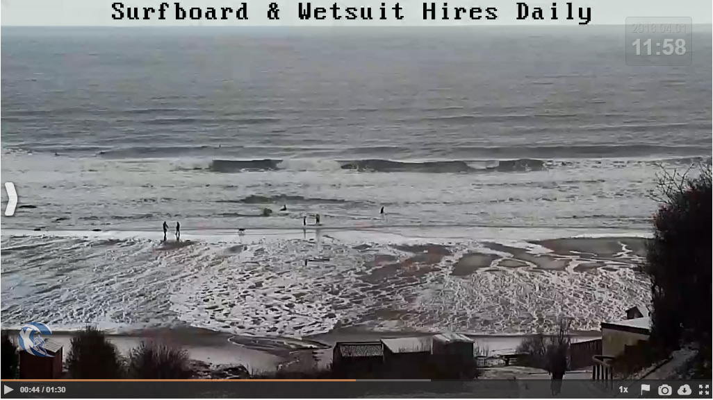 Knee high waves at Coldingham Bay