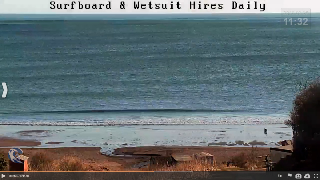 Knee high waves at Coldingham Bay