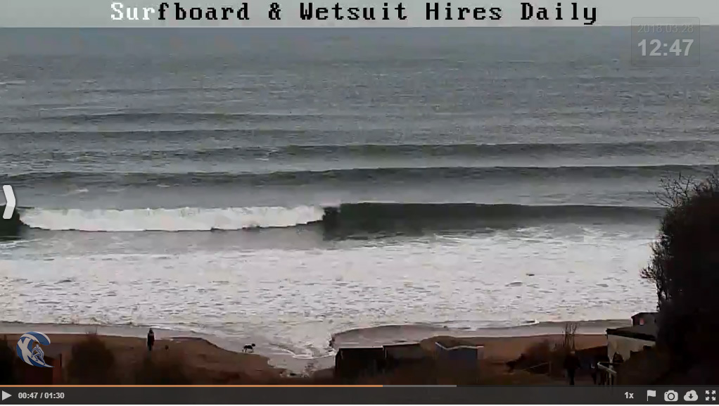 Knee high waves at Coldingham Bay