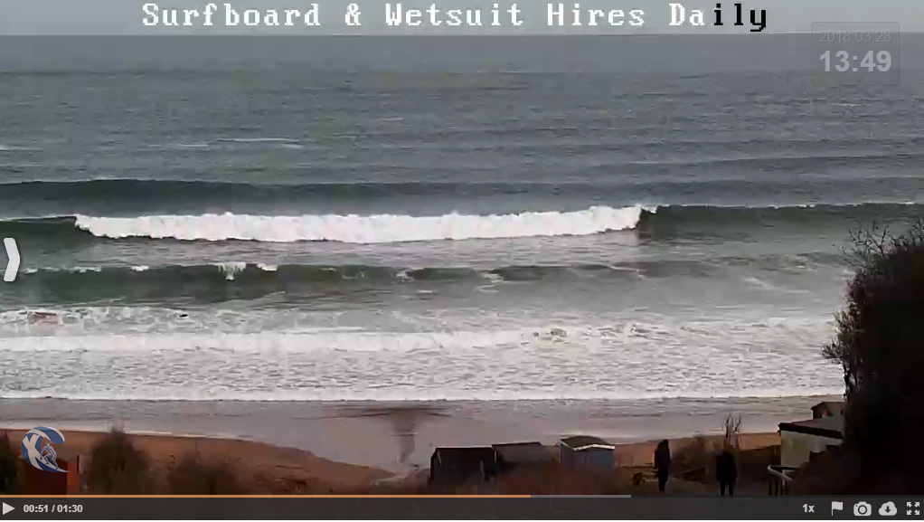 Knee high waves at Coldingham Bay