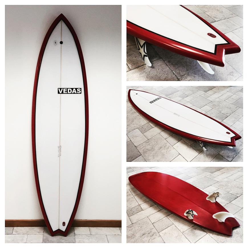 NSP surfboard bottom damage repaired at st vedas surf shop