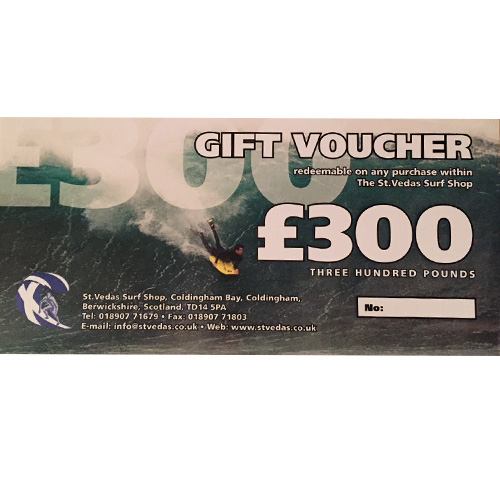 Three Hundred Pound Gift Voucher St Vedas Surf Shop