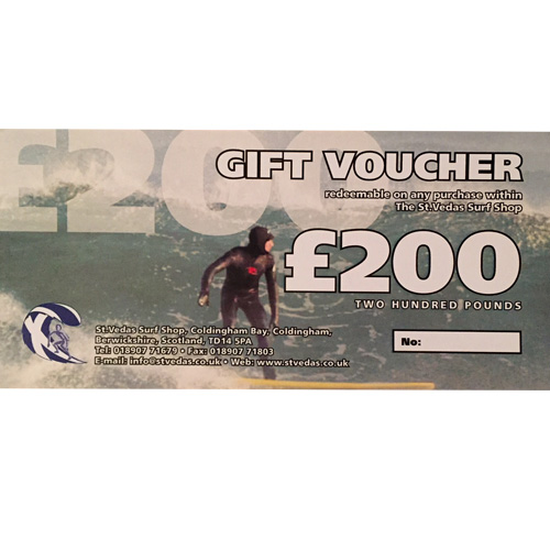 Two Hundred Pound Gift Voucher St Vedas Surf Shop